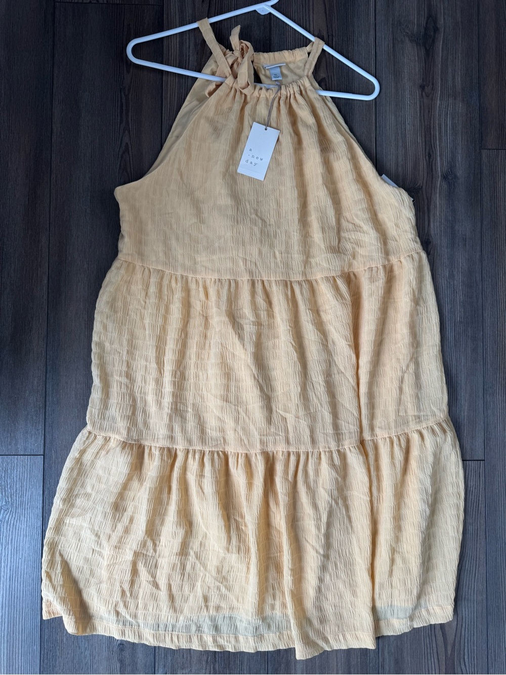 a new day Pale Yellow Wheat Tier Dress - XL